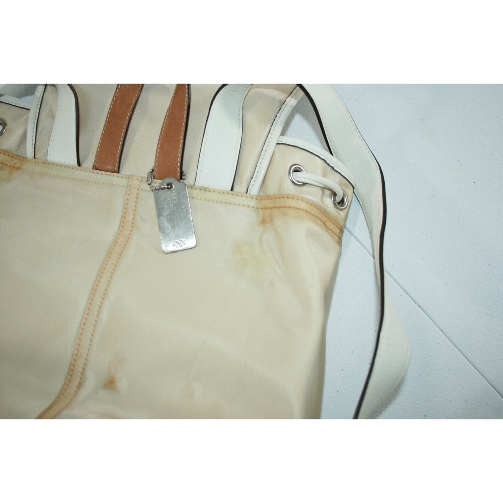 Coach Tan Nylon Double Pocket Drawstring Women's Backpack Purse Bag 6258 - Picture 11 of 12